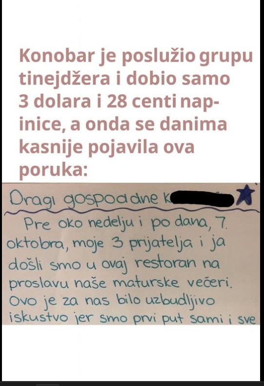 „Napojnica od 3,28 dolara koja je pretvorila grešku u lekciju o poštovanju“