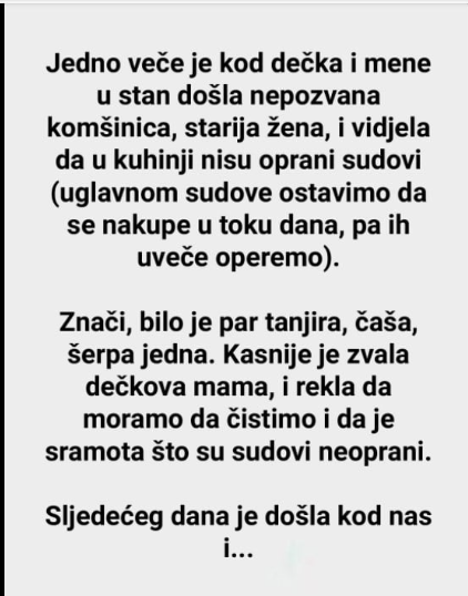 “Jedno veče je kod dečka i mene u stan došla nepozvana komšinica”