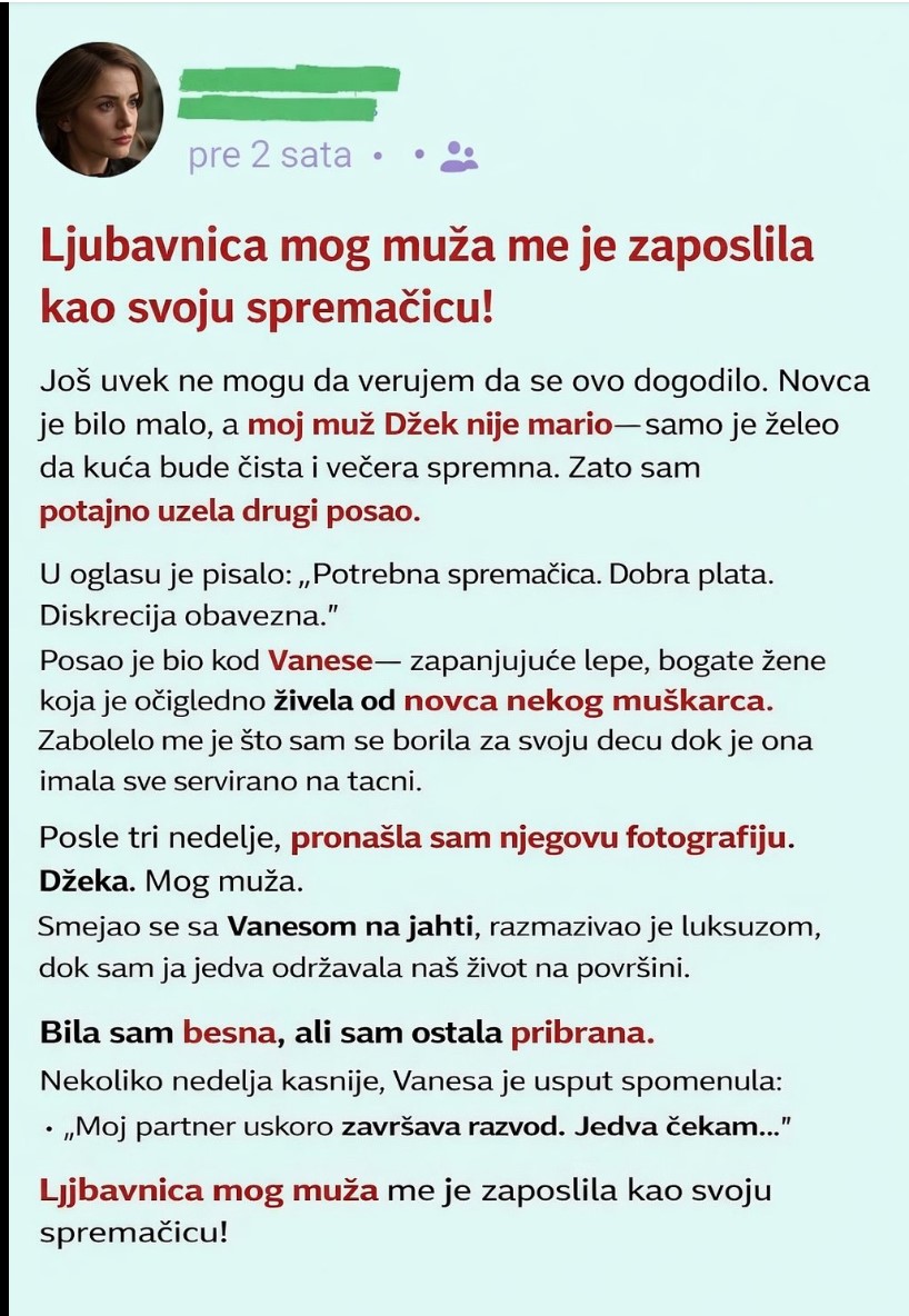 Kako mi je posao kod ljubavnice mog supruga promijenio život i spasio moju obitelj