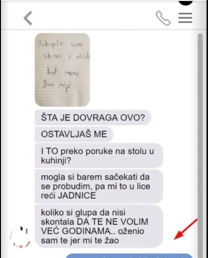 UŠAO SAM U KUHINJU I UGLEDAO ŽENINU PORUKU NA STOLU GDJE PIŠE DA ME OSTAVLJA: Pobjesnio sam, a onda mi je ovo NAPISALA, CRVENIM SE OD SRAMOTE