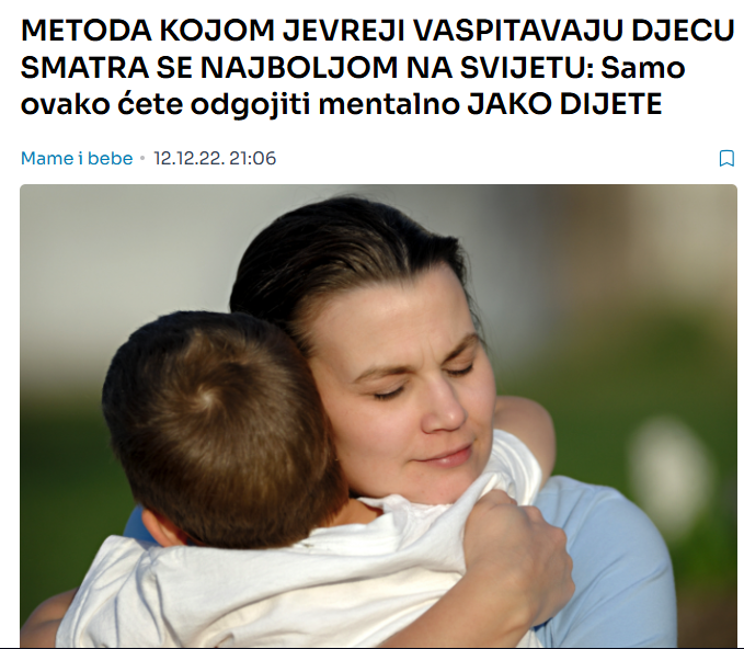 METODA KOJOM JEVREJI VASPITAVAJU DJECU SMATRA SE NAJBOLJOM NA SVIJETU: Samo ovako ćete odgojiti mentalno JAKO DIJETE