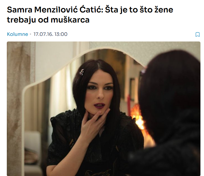 Samra Menzilović Ćatić: Šta je to što žene trebaju od muškarca