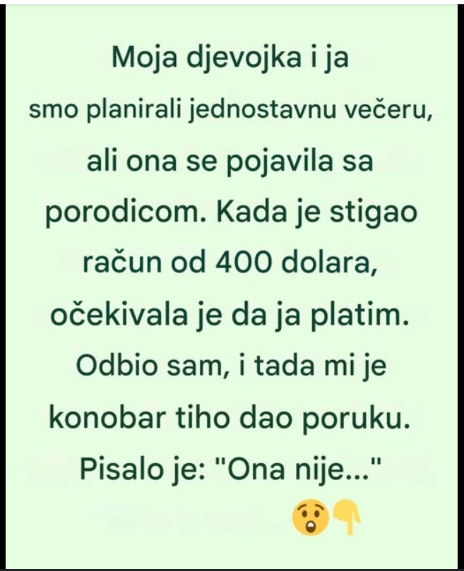 Mislio sam da upoznajem njenu porodicu — a zapravo sam bio pozvan da platim račun