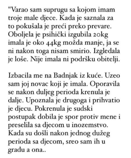 “Varao sam suprugu sa kojom imam troje male djece…”