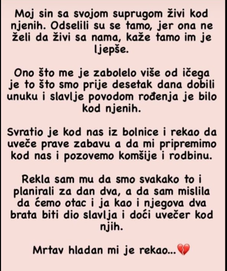 Moj sin sa svojom suprugom živi kod njenih.