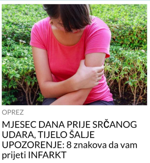 MJESEC DANA PRIJE SRČANOG UDARA, TIJELO ŠALJE UPOZORENJE: 8 znakova da vam prijeti INFARKT