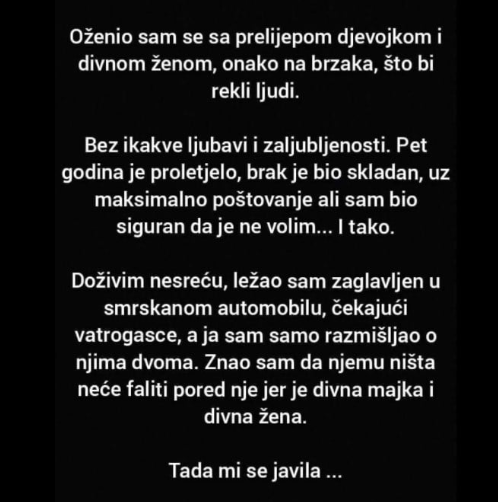 “Oženio sam se sa prelijepom djevojkom i divnom ženom”