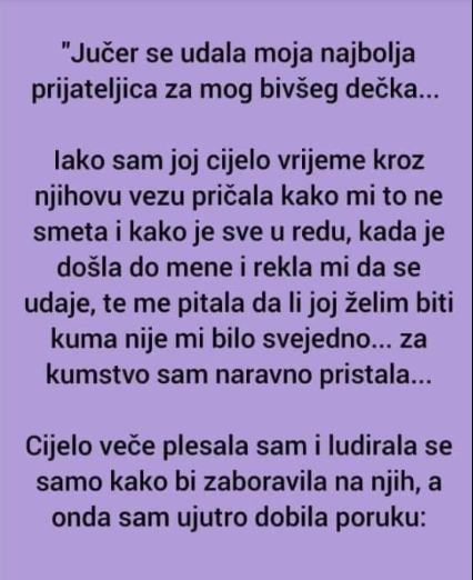“Jučer se udala moja najbolja prijateljica za mog bivšeg dečka”