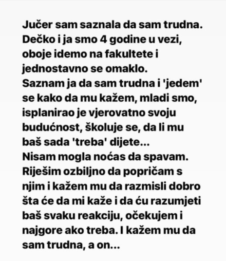“Jučer sam saznala da sam trudna, a oboje idemo na fakultet”