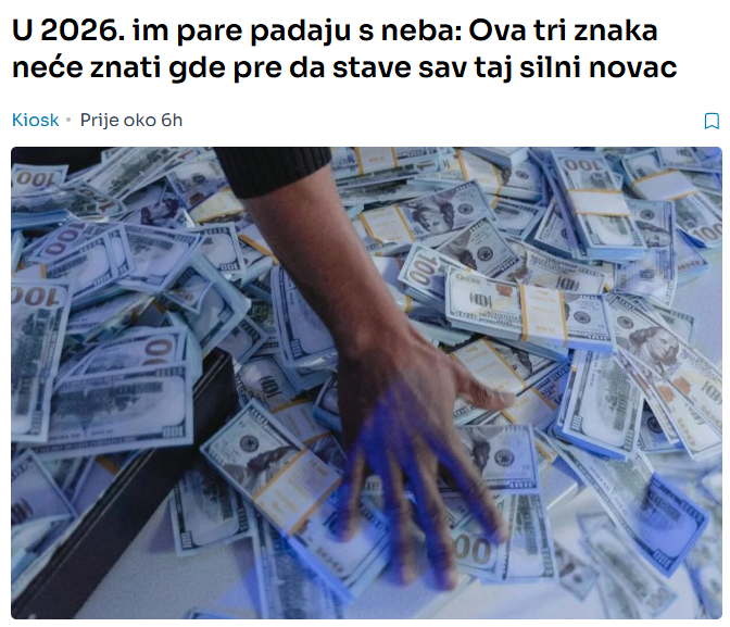 U 2026. im pare padaju s neba: Ova tri znaka neće znati gde pre da stave sav taj silni novac