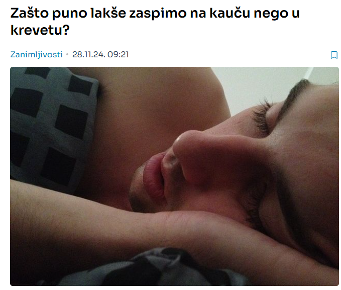 Zašto puno lakše zaspimo na kauču nego u krevetu?