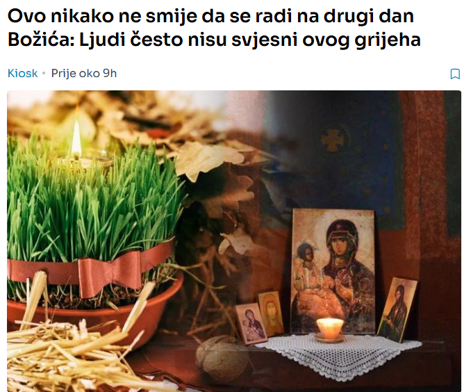 Ovo nikako ne smije da se radi na drugi dan Božića: Ljudi često nisu svjesni ovog grijeha