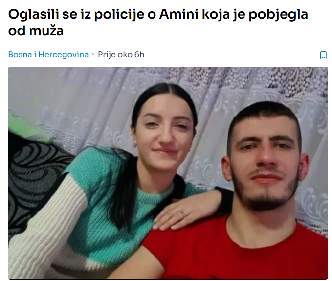 Oglasili se iz policije o Amini koja je pobjegla od muža