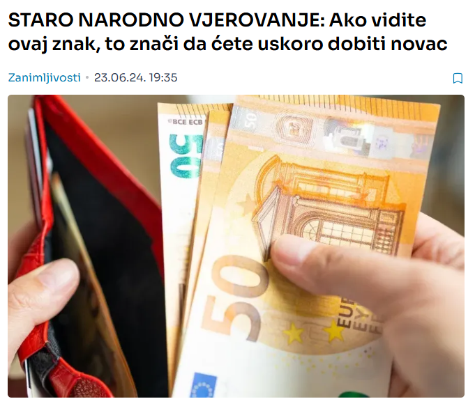 STARO NARODNO VJEROVANJE: Ako vidite ovaj znak, to znači da ćete uskoro dobiti novac