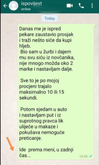 “Danas me je ispred pekare zaustavio prosjak”