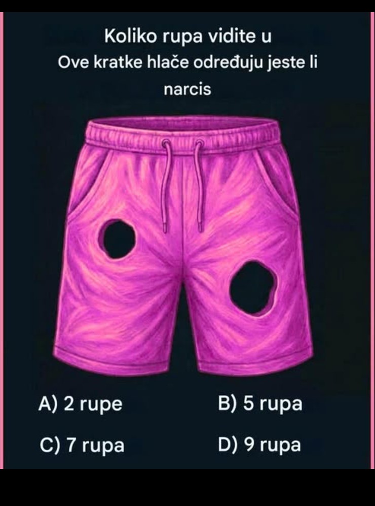 Koliko rupa vidiš na ovim šorcima? Odgovor otkriva tvoj način razmišljanja
