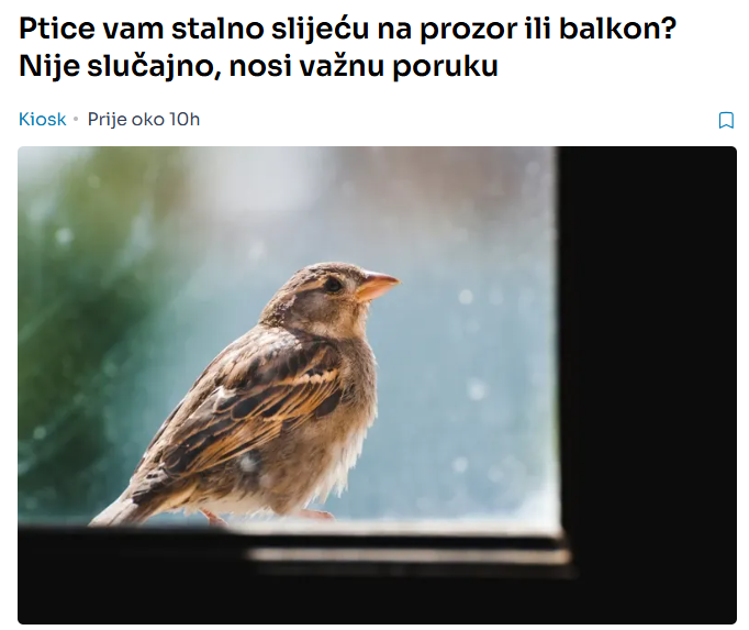 Ptice vam stalno slijeću na prozor ili balkon? Nije slučajno, nosi važnu poruku