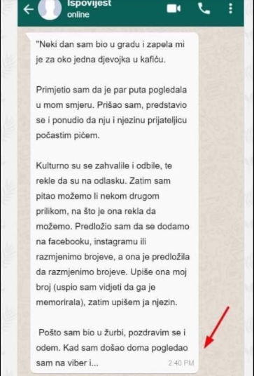 “Neki dan sam bio u gradu i zapela mi za oko jedna djevojka”