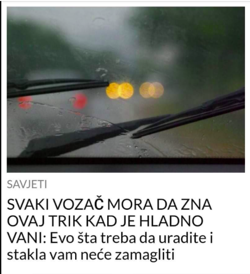 SVAKI VOZAČ MORA DA ZNA OVAJ TRIK KAD JE HLADNO VANI: Evo šta treba da uradite i stakla vam neće zamagliti
