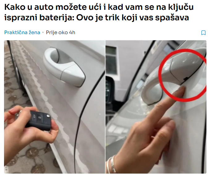 Kako u auto možete ući i kad vam se na ključu isprazni baterija: Ovo je trik koji vas spašava