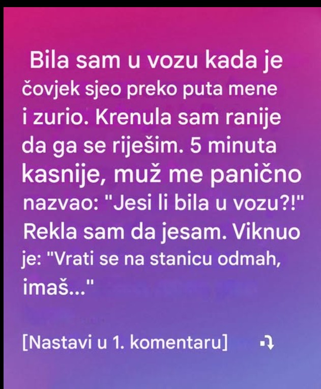 Napustila je voz zbog lošeg osećaja — a onda je zazvonio telefon