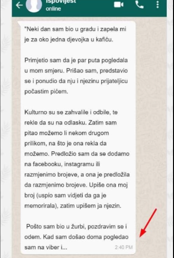 “Neki dan sam bio u gradu i zapela mi za oko jedna djevojka”