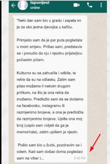 “Neki dan sam bio u gradu i zapela mi za oko jedna djevojka”