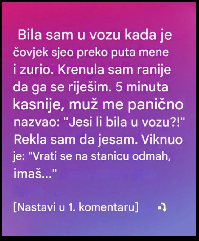 Napustila je voz zbog lošeg osećaja — a onda je zazvonio telefon