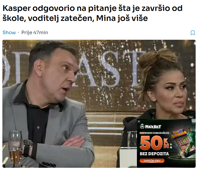 Kasper odgovorio na pitanje šta je završio od škole, voditelj zatečen, Mina još više
