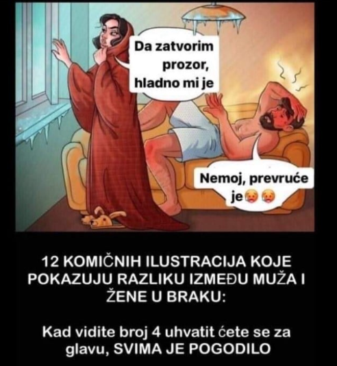 12 KOMIČNIH ILUSTRACIJA KOJE POKAZUJU RAZLIKU IZMEĐU MUŽA I ŽENE U BRAKU: Kad vidite broj 4 uhvatit ćete se za glavu, SVIMA JE POGODILO