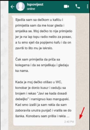 “Sjedila sam sa dečkom u kafiću”
