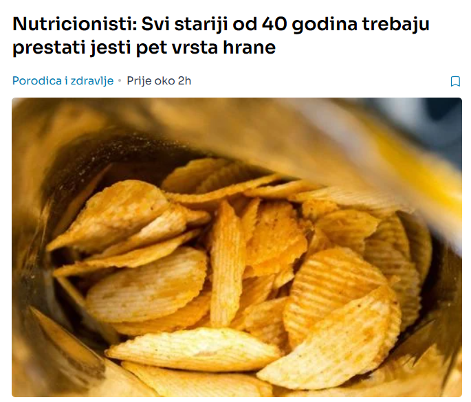 Nutricionisti: Svi stariji od 40 godina trebaju prestati jesti pet vrsta hrane