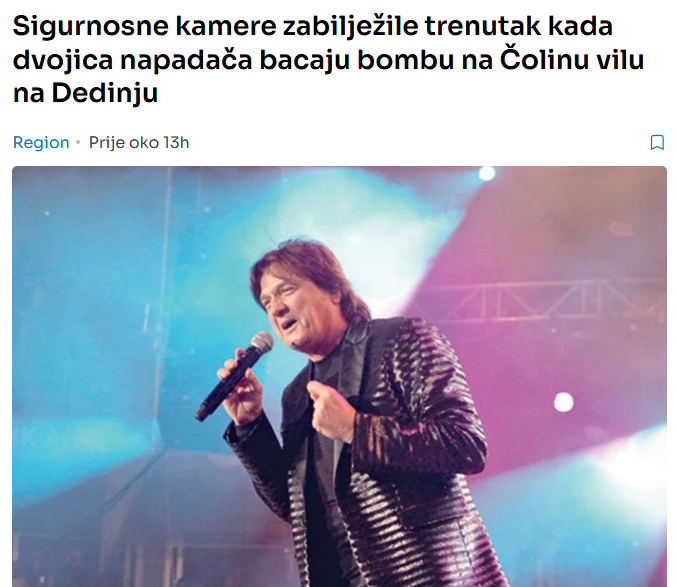 Sigurnosne kamere zabilježile trenutak kada dvojica napadača bacaju bombu na Čolinu vilu na Dedinju