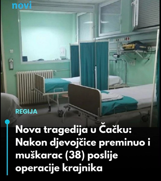 Dva smrtna ishoda nakon operacija krajnika u Čačku: Ministarstvo zdravlja uvelo nadzor i privremene mjere