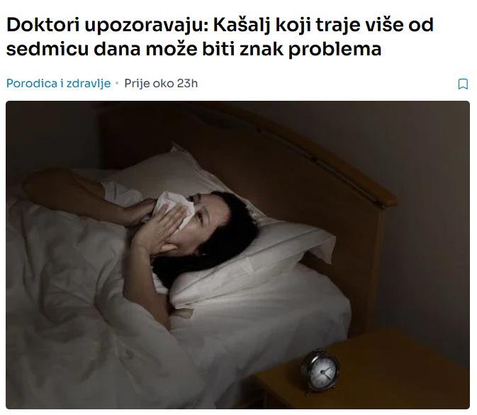 Doktori upozoravaju: Kašalj koji traje više od sedmicu dana može biti znak problema