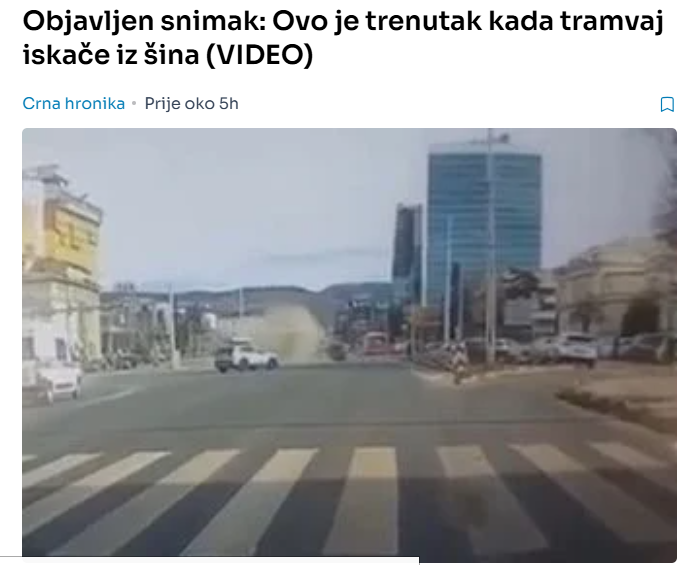 Objavljen snimak: Ovo je trenutak kada tramvaj iskače iz šina (VIDEO)
