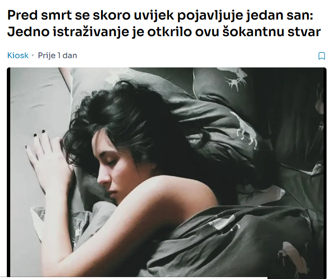 Pred smrt se skoro uvijek pojavljuje jedan san: Jedno istraživanje je otkrilo ovu šokantnu stvar