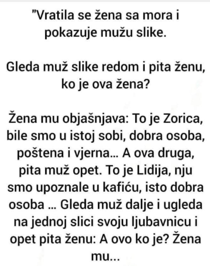 ŠALJIVO: “Vratila se žena sa mora i pokazuje mužu slike”