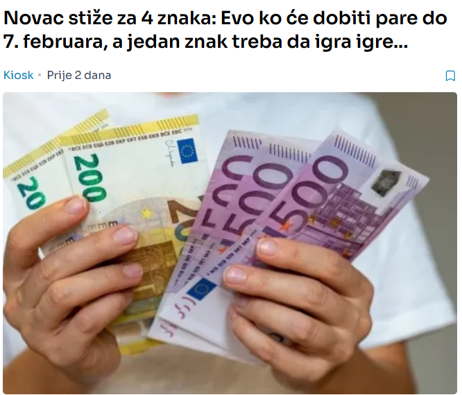 Novac stiže za 4 znaka: Evo ko će dobiti pare do 7. februara, a jedan znak treba da igra igre…
