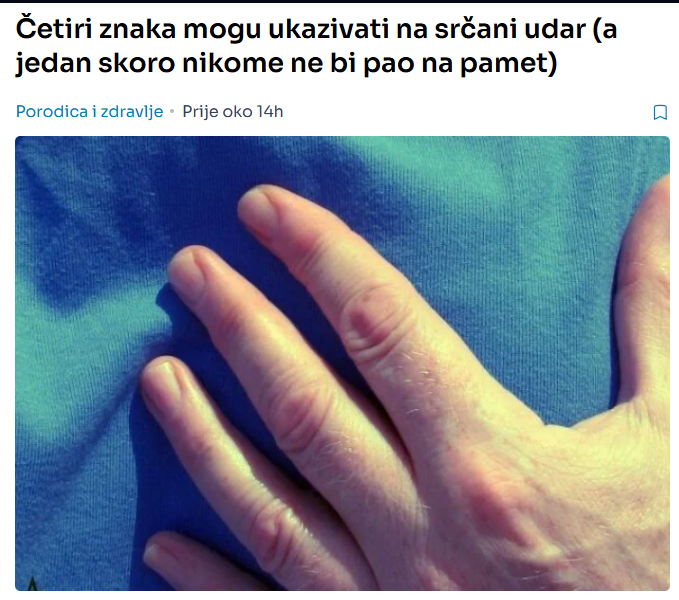 Četiri znaka mogu ukazivati na srčani udar (a jedan skoro nikome ne bi pao na pamet)