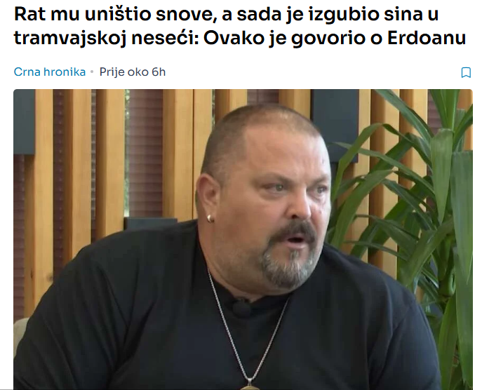 Rat mu uništio snove, a sada je izgubio sina u tramvajskoj neseći: Ovako je govorio o Erdoanu