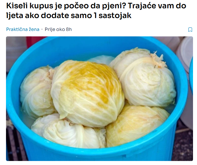Kiseli kupus je počeo da pjeni? Trajaće vam do ljeta ako dodate samo 1 sastojak