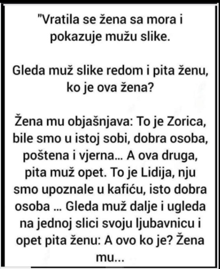 ŠALJIVO: “Vratila se žena sa mora i pokazuje mužu slike”