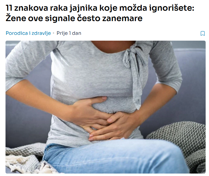 11 znakova raka jajnika koje možda ignorišete: Žene ove signale često zanemare