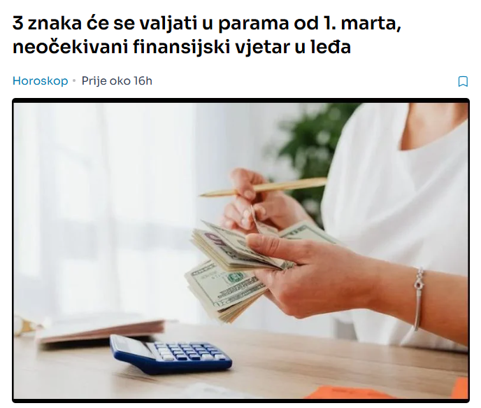 3 znaka će se valjati u parama od 1. marta, neočekivani finansijski vjetar u leđa