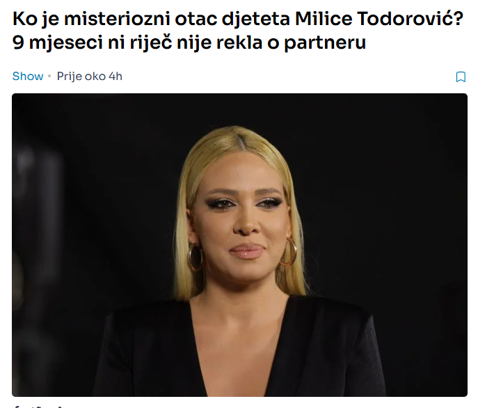 Ko je misteriozni otac djeteta Milice Todorović? 9 mjeseci ni riječ nije rekla o partneru