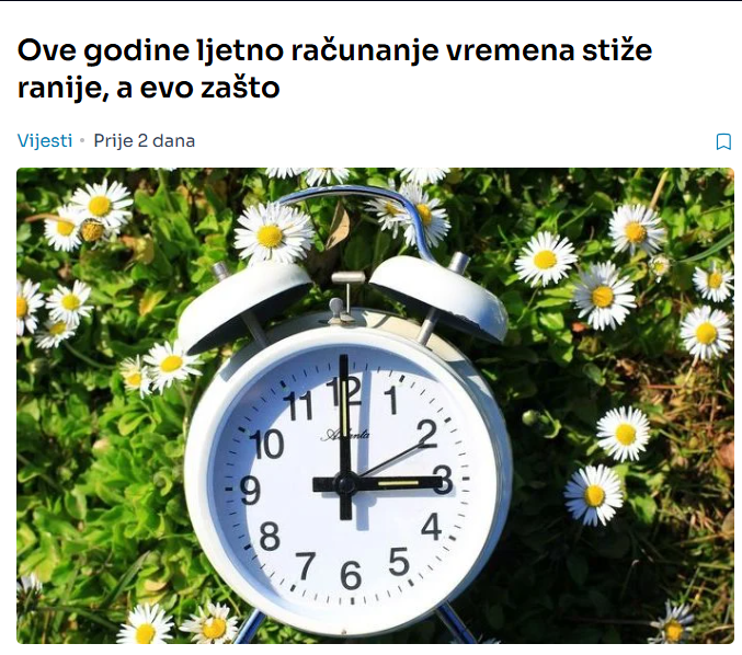 Ove godine ljetno računanje vremena stiže ranije, a evo zašto