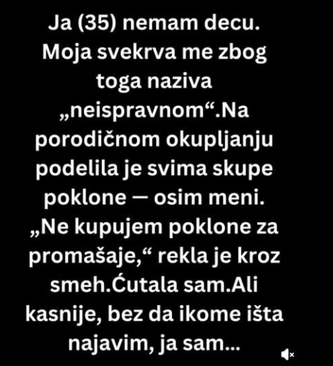 Neću dozvoliti svojoj svekrvi da me isključi zato što nemam decu…