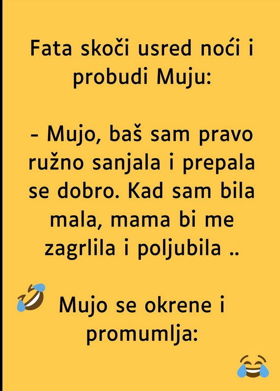 Urnebesan vic dana: Fatina noćna mora i Mujino neočekivano objašnjenje