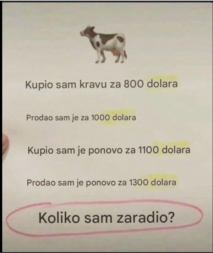 Viralna matematička zagonetka sa kravom zbunila internet: Da li znate tačan odgovor?